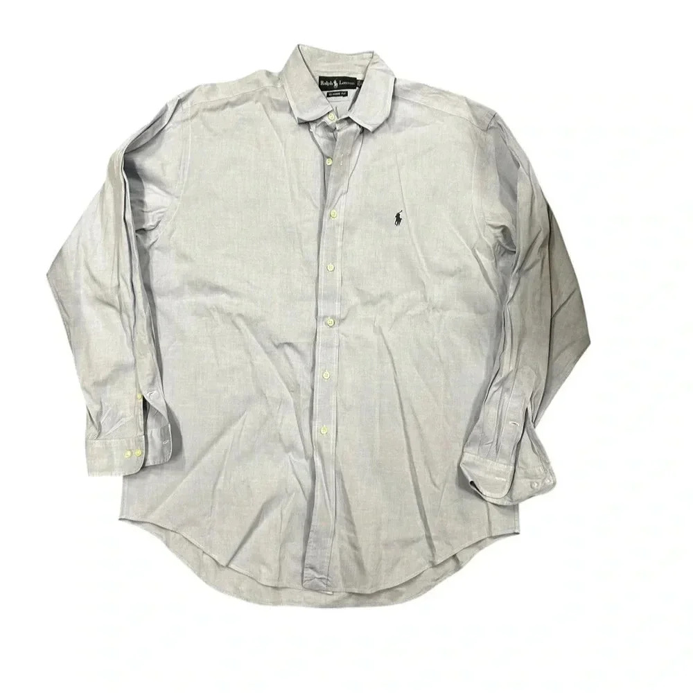 Ralph Lauren Classic Fit Mens 16.5 100% Cotton Blue Button Down Shirt